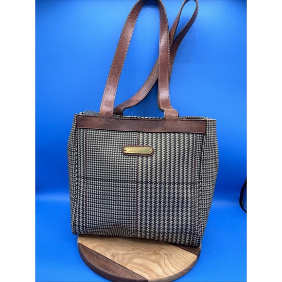 Vintage 80s Polo Ralph Lauren Tote Purse Leather Shoulder Bag Coated Shopper 90s - Picture 1 of 9